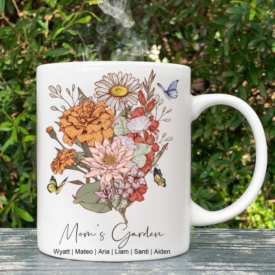 Custom Mom's Garden Birth Flower Bouquet Mug Mother's Day Gift Personalized Keepsake Gift For Mom Grandma