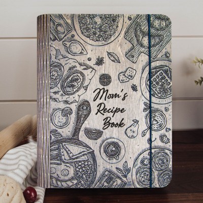 Mom's Recipe Book Custom Wooden Cookbook Blank Binder GIfts for Mom Christmas Gift Ideas