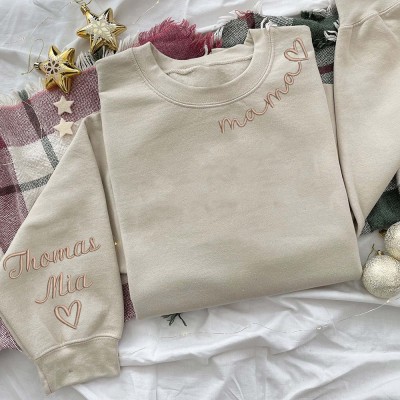 Custom Mama Neckline Embroidered Hoodie Sweatshirt Special Gift Ideas For Mom