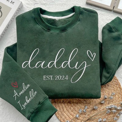 Personalized Daddy Embroidered Sweatshirt Hoodie Family Gift For Dad Father's Day Gift Ideas