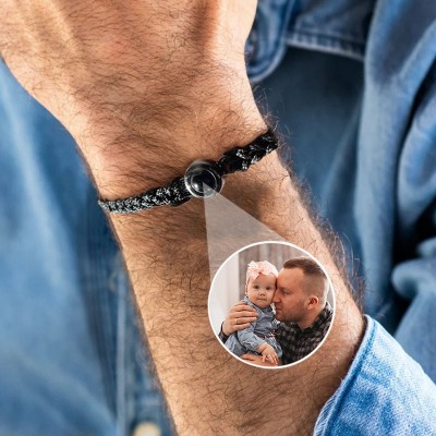 Custom Memorial Photo Projection Rope Bracelet Anniversary Gifts Gift Ideas Unique Gift For Dad