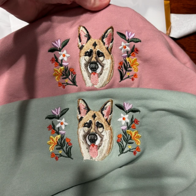 Custom Dog Face Photo Embroidered Sweatshirt Hoodie With Pet Name Pet Lovers Gift Ideas Keepsake Gifts for Her