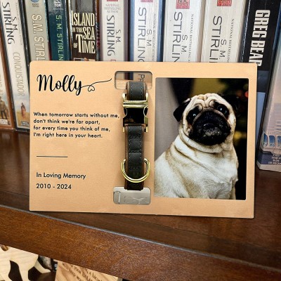 Custom Pet Memorial Photo Frame with Collar Holder for Loss of Pet Gifts for Pet Lover