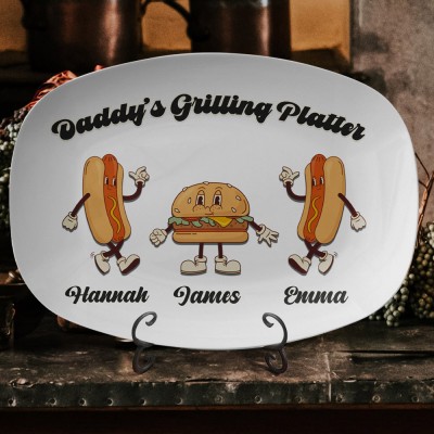 Custom Dad's Grilling Platter With Kids Names Unique Father's Day Gift Ideas