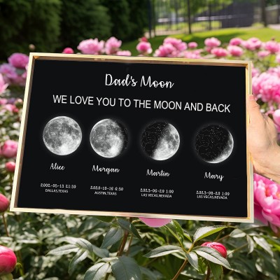 Personalized Dad's Moon Phase Print Frame Sign Perfect Gift Ideas Father's Day Gifts