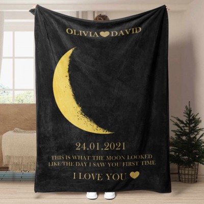 Personalized Couple Moon Phase Blanket Wedding Anniversary Gifts Unique Gift Ideas for Soulmate