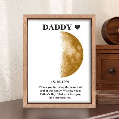 Personalized Daddy Moon Phase Wood Sign Unique Birthday Gifts Father's Day Gift Ideas