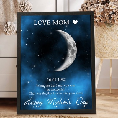 Personalized Love Mom Moon Phase Wood Photo Frame Unique Mother's Day Gift