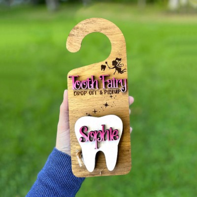 Personalized Tooth Fairy Door Hanger Money Holder Keepsake Gift for Kids