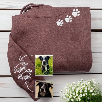 Personalized Embroidered Dog Ears Sweatshirt Hoodie With Pet Names Unique Gift For Pet Lover