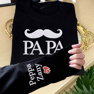 Custom Papa Embroidered Sweatshirt Hoodie With Beard Unique Father's Day Gift Ideas