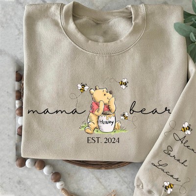 Custom Mama Bear Embroidered Sweatshirt Hoodie Unique Gift For Mom Christmas Gift Ideas