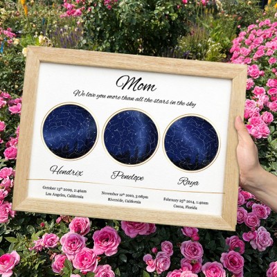 Personalized Mom Star Map Frame Sign Keepsake Gifts for Mom Grandma Christmas Gift for Family