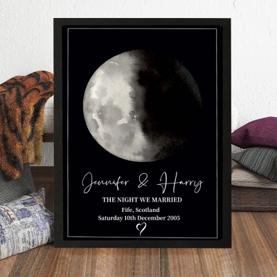 Custom Moon Phase Frame Sign For Couple Unique Anniversary Day Gifts