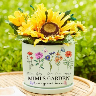 Custom Mimi's Garden Birth Flower Pot Love Grows Here Mother's Day Gift Ideas