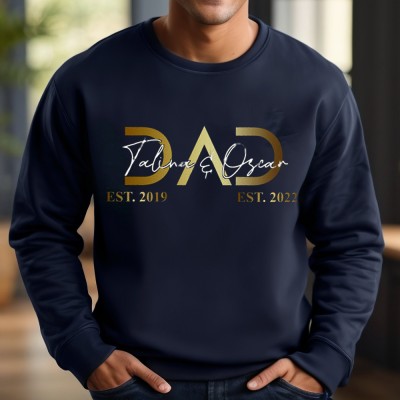 Personalized Dad Embroidered Sweatshirt Hoodie T-shirt With Kids Name Family Keepsake Gift Father's Day Gifts