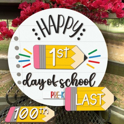 Personalized Interchangeable First Day of School Sign Custom Back to School Wooden Gifts For Kids Teacher Gifts