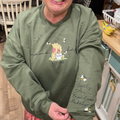 Custom Mama Bear Embroidered Sweatshirt Hoodie Family Gift For Mom Grandma Christmas Gift Ideas