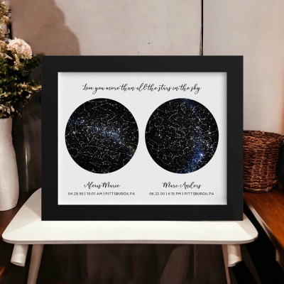 Personalized Framed Star Map Constellation Print Sign Unique Wedding Anniversary Gift Keepsake Gifts for Christmas