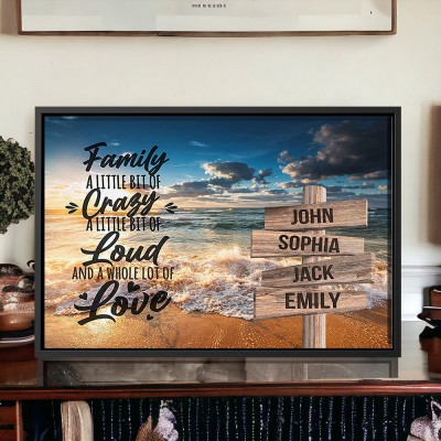 Personalized Sunset Beach Family Street Sign with Multi-Names Custom Family Gift