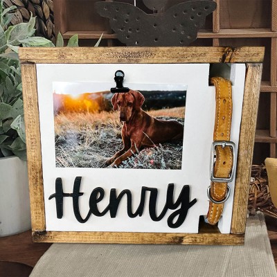 Custom Pet Dog Wood Frame with Collar Holder Memorial Gift for Pet Lovers Pet Loss Gift