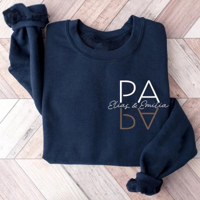 Custom Papa Embroidered Sweatshirt Hoodie T-shirt Keepsake Gift Father's Day Gift Ideas