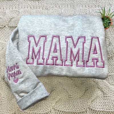 Personalized Mama Embroidered Sweatshirt Hoodie Unique Gift For Mom Grandma Christmas Gift Ideas