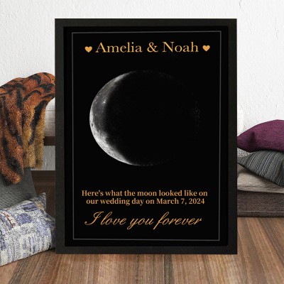 Personalized Moon Phase Frame Sign Unique Gift For Couple Anniversary Day Gift Ideas