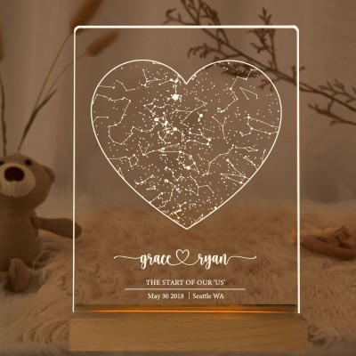 Custom Constellation Star Map Night Light By Date for Couple Anniversary Gifts for Wife Husband Christmas Gift