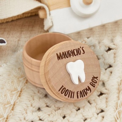 Personalized Engraved Wooden Baby Tooth Fairy Keepsake Box First Birthday Gift for Kids Baby Shower Gifts