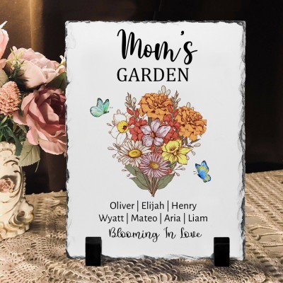 Personalized Mom's Garden Birth Flower Bouquet Plaque Sign Gifts for Grandma Mom Mother's Day Gift Ideas