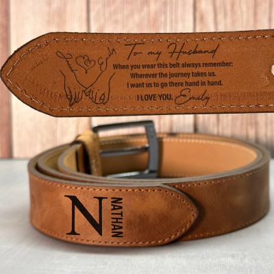 Personalized Engraved Leather Belt for Boyfriend Anniversary Gift for Husband Christmas Gifts