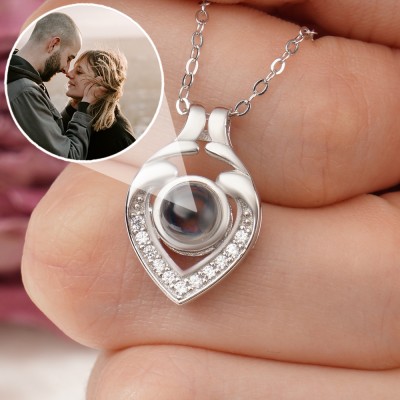 Personalized Loving Memory Photo Projection Pendant Necklace Unique Gift For Her Anniversary Gift For Soulmate