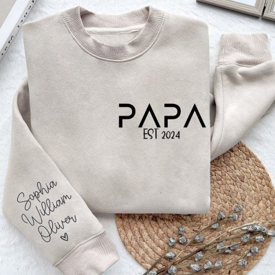 Personalized Papa Embroidered Sweatshirt Hoodie T-shirt Gift For Dad Unique Father's Day Gift Ideas