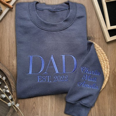 Custom Embroidered Dad Hoodie Sweatshirt With Date Best Father's Day Gift Ideas