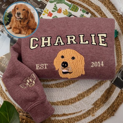 Personalized Pet Dog Portrait Embroidered Sweatshirt Hoodie Unique Gift for Pet Lovers