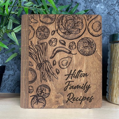 Family Recipe Book Blank Binder Wooden Custom Cookbook Keepsake Gifts for Her Christmas Gift for Mom