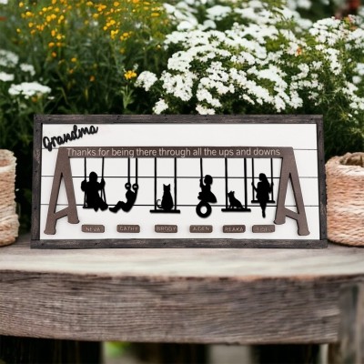 Personalized Wooden Swing Set Sign with Names For Mother's Day Gift Family Keepsake Gifts