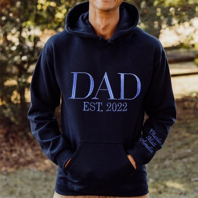 Personalized Embroidered Dad Hoodie Sweatshirt With Date Best Father's Day Gift Ideas