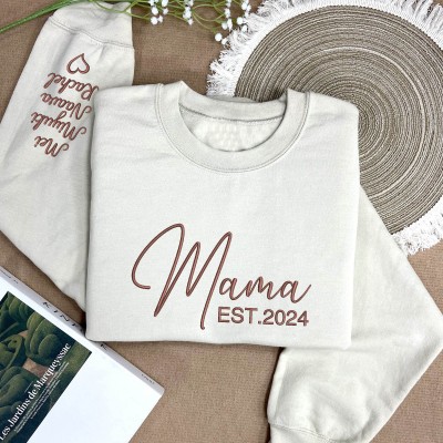 Custom Mama Embroidered Sweatshirt Hoodie With Names Unique Gift For Mom Christmas Gift Ideas