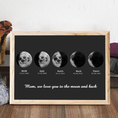 Personalized Moon Phase Wood Frame Family Keepsake Gifts Mother's Day Gift