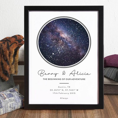 Constellation Star Map Print Frame for Couples Personalized Anniversary Gifts Christmas Gift Ideas