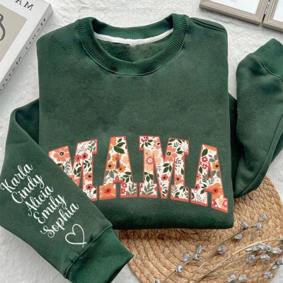 Custom Floral Mama Embroidered Sweatshirt Hoodie Keepsake Gift For Mom Christmas Gift Ideas