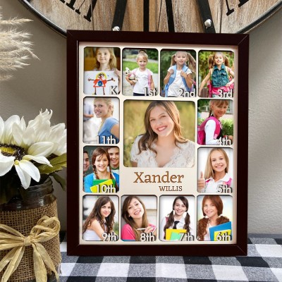 Custom K-12 School Years Photo Frame With Kid Name Back to School Gifts Wooden Gift For Kids