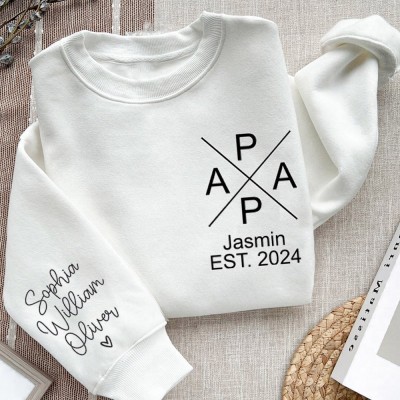 Personalized Embroidered Papa Sweatshirt Hoodie T-shirt Unique Father's Day Gift Ideas