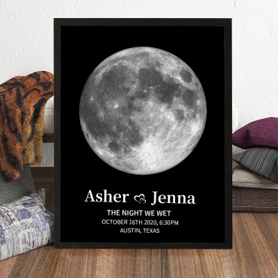 Custom Moon Phase Wood Photo Sign Unique Gift For Couple Anniversary Day Gift For Her