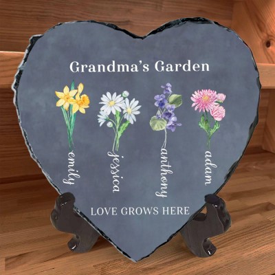 Personalized Grandma's Garden Birth Flower Plaque Sign With Names Gift for Mom Grandma Christmas Gift