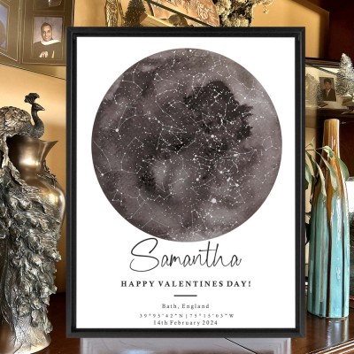 Personalized Star Map Frame for Couples Valentine's Day Gifts for Her Christmas Gift Ideas