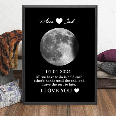 Personalized Art Print Moon Phase Frame Photo Sign Anniversary Day Gift Ideas Keepsake Gift For Couple