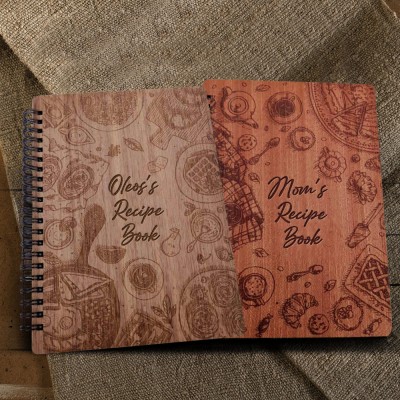 Custom Family Wood Spiral Recipe Book Blank Binder Gifts for Mom Grandma Unique Christmas Gift